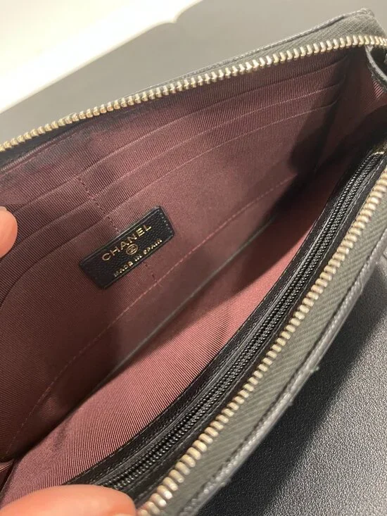 Chanel Lambskin Quilted Classic Pouch with Handle Black (JB1443) - Picture 11 of 13